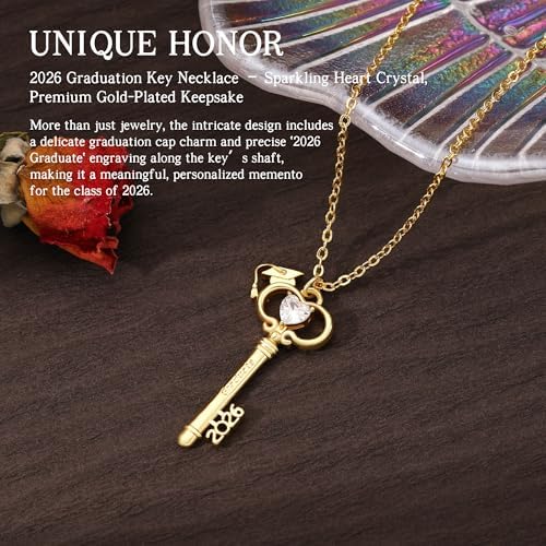 Graduation Gifts, Gold Key Graduation Necklace for Her 2026 Grad Gifts Anniversary Gold Jewelry for Women Sister Friend Classmates Teacher Nurse - Image 2