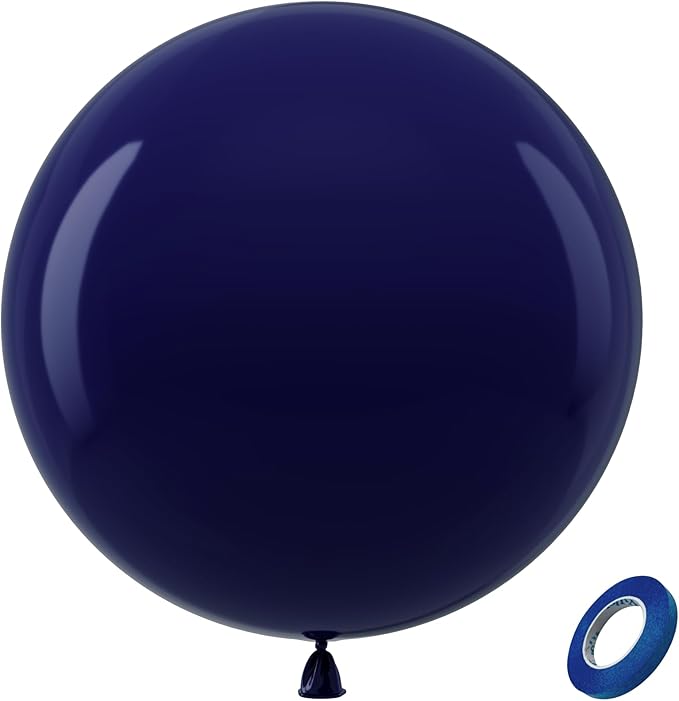Bezente Navy Blue Giant Balloons 36 Inch - 8 Pack Jumbo Blue Large Round Dark Blue Latex Balloon for Bridal Shower Graduation Wedding Party Decorations