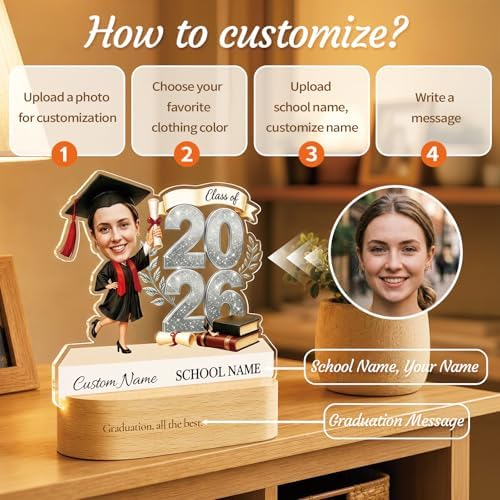 Personalized Graduation Gifts for Class of 2026, Custom Photo Acrylic Plaque, Graduation Keepsake Desk Decor, Graduation Gift for Daughter Son Him Her, College High School Senior Gift - Image 2