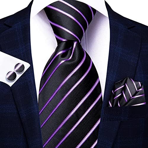 Hi-Tie Lot 5 Pcs Gift Box Mens Tie Set Necktie with Pocket Square Cufflinks Silk Neck Tie Collection - Image 4