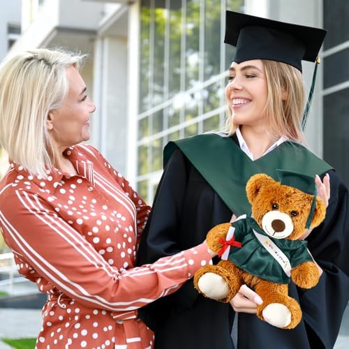 Foilswirl Graduation Bear 2026 with Gown Cap Tassel 12” Dark Green Graduation Stuffed Animal Plush Bear Toy for Class of 2026 Prek Preschool Kindergarten High School College Graduate Gift - Image 5