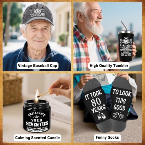 80th Birthday Gifts for Men Tumbler Set, Unique Gift for 80 Year Old Man - Image 4