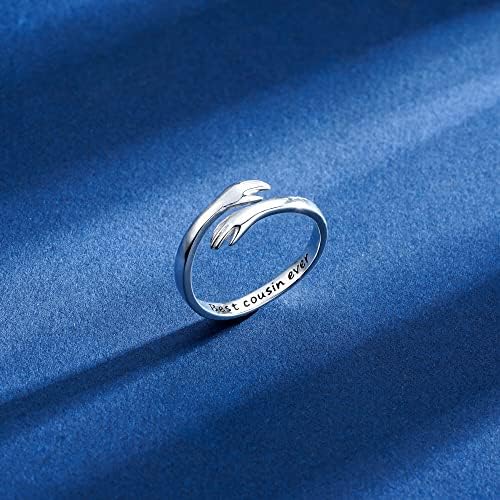 Yesteel S925 Sterling Silver Hug Ring for Women Teen Girls, Adjustable Ring Jewelry Mothers Day Birthday Gifts for Daughters Mom Sister Wife Friends Grandma - Image 3