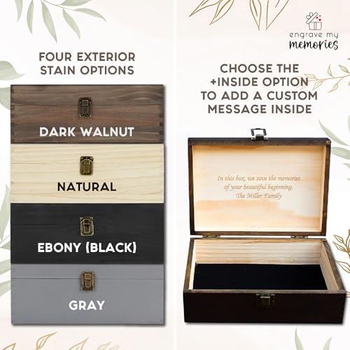Personalized Time Capsule Box, Engraved Wooden Keepsake Box with Lid - Image 4