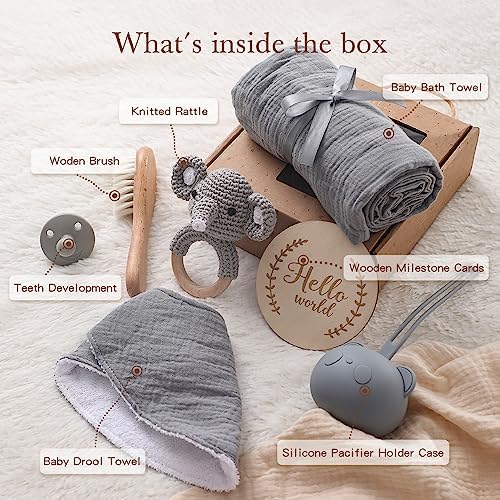 Baby Gift Set for Newborn New Baby Gift Set - Newborn Baby Essentials Baby Bath Set with Baby Blanket Baby Rattle - New Born Baby Girls Gift & Baby Boy Gifts for Baby Shower - Image 3