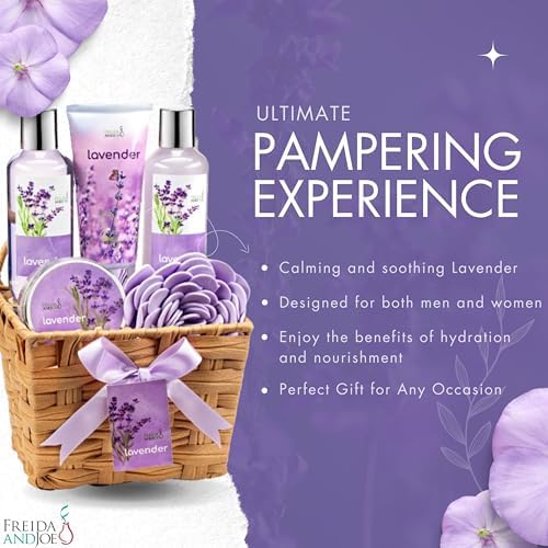 Lavender Bath and Body Gift Set for Women in Wicker Basket - Image 4