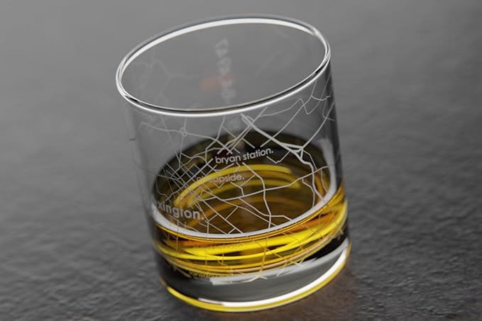 Well Told Engraved Lexington Kentucky Map Rocks Glass, Old Fashioned Whiskey Glass (11 oz, Clear) Etched Whiskey Glass, Gifts For Whiskey Lovers
