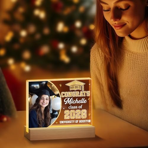 Hyturtle Personalized Graduation Night Light - Custom Night Light with Picture - Senior 2026 Graduation Gifts Her Him - Graduation Plaque Inspirational College Grad Gifts for Daughter from Mom - Image 5