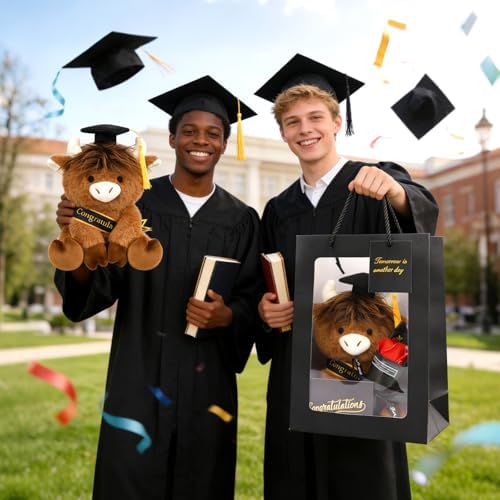 2026 Graduation Plush -8inch Highland Cow with Gift Box Stuffed Animal - Image 5