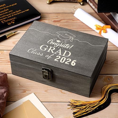 Graduation Memory Keepsake Box with Photo Custom 2026 Large Grad Card Box with Customized Picture Gift for Him Her for Graduate Grad High School Party(Black,Classic) by Seeloowy