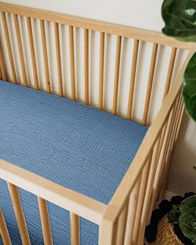 Muslin Bassinet Sheets 1 Pack, 33" x 17", (Blue) - Image 5