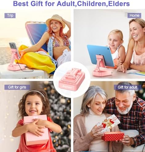 Gifts for Women Girls, Phone Stand with Bluetooth Speaker and Charging Function 360° Rotable Angle Adjustable Cell Phone Holder with HD Stereo Sound Fits All Phones,Tablet (Pink) - Image 6