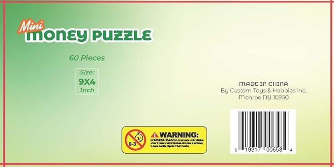 100-Piece Jigsaw Puzzle 9x4 Inches 100 Hundred Dollar Bill Copy Money Puzzle Educational Kids Souvenir Birthday Gift Party