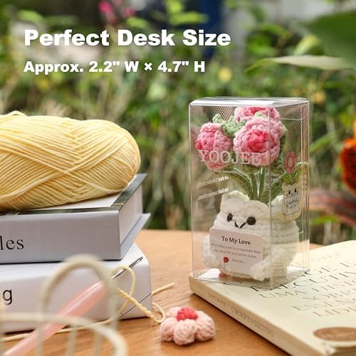 Crochet Rose Gift for Her – Handmade Pink Rose Flower Pot “to My Love”, Romantic Gift for Girlfriend, Wife, Anniversary Birthday Gift Romantic Valentines I Love You for Wife Husband Couples - Image 6