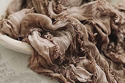 Honra Orraphtstu Newborn Photography Props Baby Photo Posing Wraps Girls Boys Photoshoots Blanket Vintage Fringed Texture Layers (Coffee) - Image 3