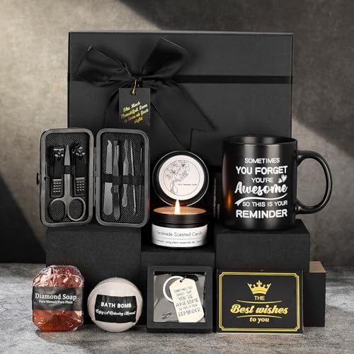 Gifts for Men,Self Care Gifts for Men, 7 Pcs Unique Gifts for Him Dad Boyfriend Husband Brother Friends, Perfect for Birthday Bath Set Spa Kit Bath and Body Self Care Grooming Relaxation Stress Relief by Unknown