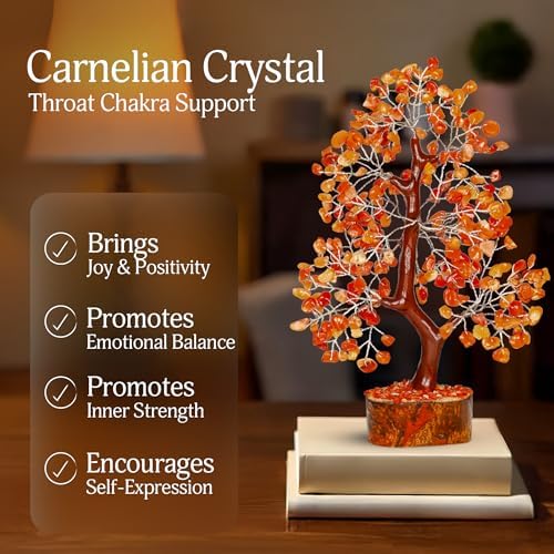 YATSKIA Carnelian Crystal Tree | Crystal Gem Tree | Gemstones and Crystals | Gemstones and Crystals | Desk Decor for Women | Birthday Gifts for Women | 10 Inch 300 Beads - Image 3