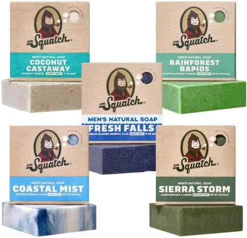 Dr. Squatch Natural Men’s Bar Soap, Body Soap Bar (5oz, 5-Pack) by DrSquatch