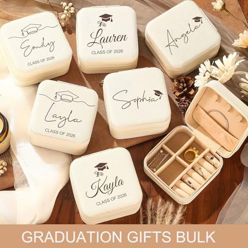 DayOfShe Graduation Gift for Her Personalized Name Jewelry Box as Class of 2026 Gifts for Girls,Custom Travel Jewelry Case for High School College Graduation Gift for Women - Image 3