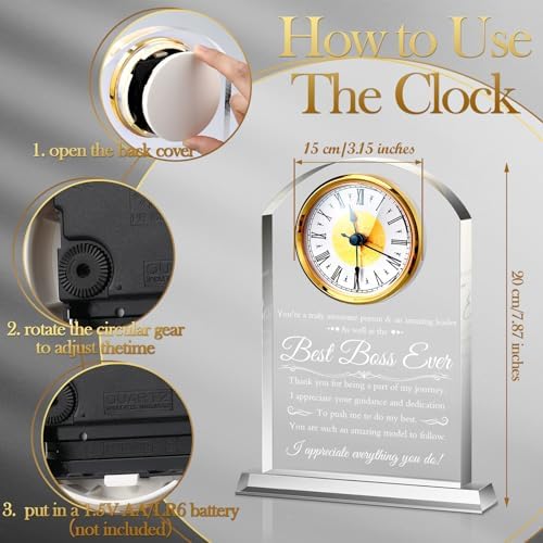 Landical Boss Clock Gifts Acrylic Boss Birthday Gifts for Men Women - Image 2