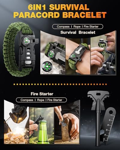 Gifts for Men-Christmas | 21-in-1 Survival Gear & Camping Accessories | Fishing & Hunting Equipment | Unique Birthday Gift for Husband, Dad | Stocking Stuffers & White Elephant Party Gifts - Image 4