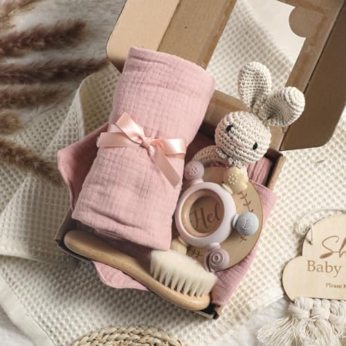 EERKEOD Baby Gift Set for Newborn New Baby Gift Set - Newborn Baby Essentials Baby Bath Set with Baby Blanket Baby Rattle - New Born Baby Girls Gift & Baby Boy Gifts for Baby Shower - Image 2