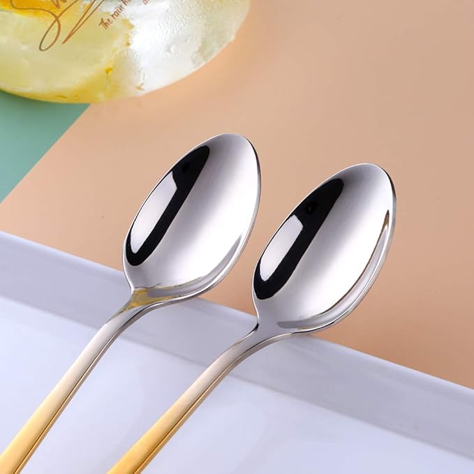 Buyer Star Long Handle Iced Tea Spoons, 8 inch 18/10 Heavy Duty Coffee Spoon Sets for Mixing, Cocktail Stirring, Tea, Coffee, Milkshake, Cold Drink (Gradient Gold)