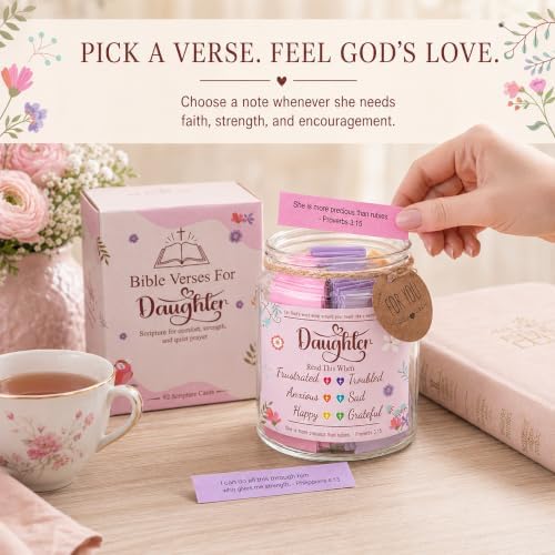 Bible Verses Jar for Daughter – Daughter Gifts From Mom, Graduation Gifts for Daughters, 92 Bible Verses Folded by hand, Christian Gift for Women - Image 4