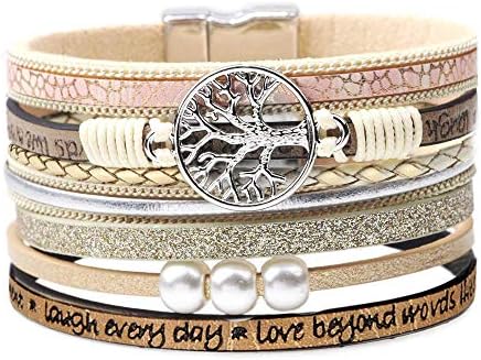 Desimtion Leather Wrap Bracelets for Women, Hidden Inspirational Message by DESIMTION