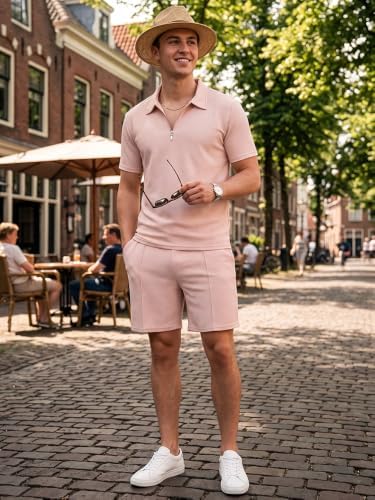 Men's Summer Outfits 2-Piece Polo Short Sets Shirt Sweatsuit - Image 6