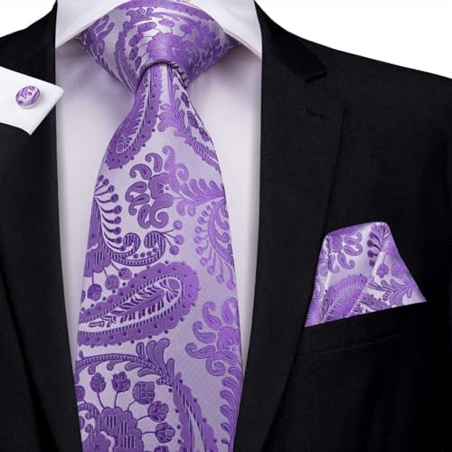 Hi-Tie Lot 5 Pcs Gift Box Mens Tie Set Necktie with Pocket Square Cufflinks Silk Neck Tie Collection - Image 6