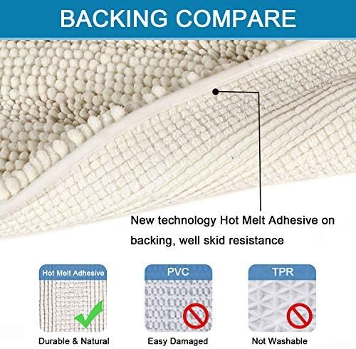 Non Slip Thick Shaggy Chenille Bathroom Rug Mat Set Extra Soft and Absorbent Striped Floor Rugs, 2 Piece, Machine-Washable