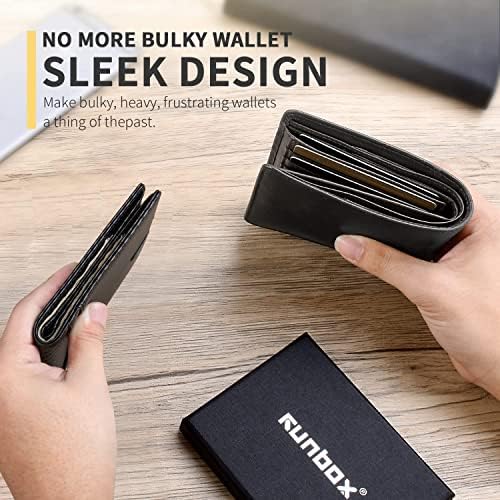 RUNBOX AirTag-Wallet-Mens-Slim-RFID Blocking Wallets Leather with Bill Compartment Air Tag Bifold Card Holder Wallet Gifts for Men Dad - Image 3