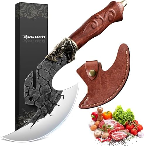ROCOCO Viking Cleaver Knife Birthday - Kitchen Axe & Sheath Father Gift Men by ROCOCO