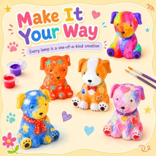 Paint Your Own Dog Lamp Kit, Crafts for Kids Ages 6-12, Gifts for Girls Boy - Image 3