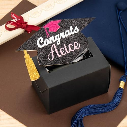callie Personalized Graduation Money Box for Cash Gift Pull, Custom Class of 2026 Grad Money Holder with Name & 30 Pcs Plastic Bags, Gifts for College High School - Image 4