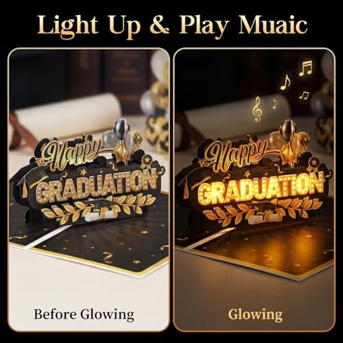 Yinqing Graduation Cards, 2026 Pop Up Congrats Grad with Lights & Music, Happy Graduation Gifts for High School College University Graduates for Son Daughter Grandson - Image 2