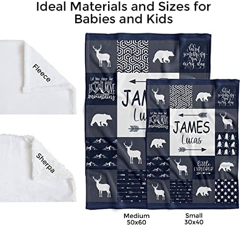 MDPrints Woodland Personalized Baby Blankets for Boys, Personalized Baby Gifts with Name, Customized Baby Blanket, Newborn Boy Gift, Soft Fleece - Image 5