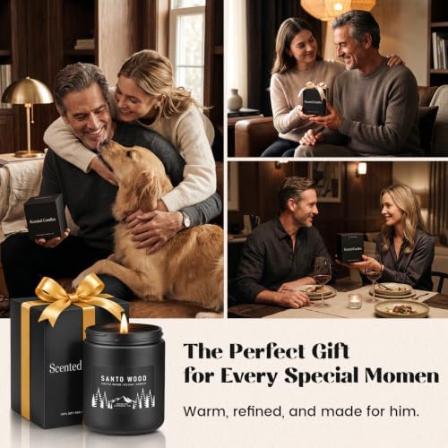 Auelife Santo Wood Scented Candle for Men, 7oz Soy Wax 50-Hour Burn - Image 6