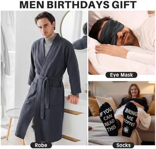13 Pcs Birthday Gifts Baskets for Men Gifts Set for Christmas, Dark Gray - Image 3