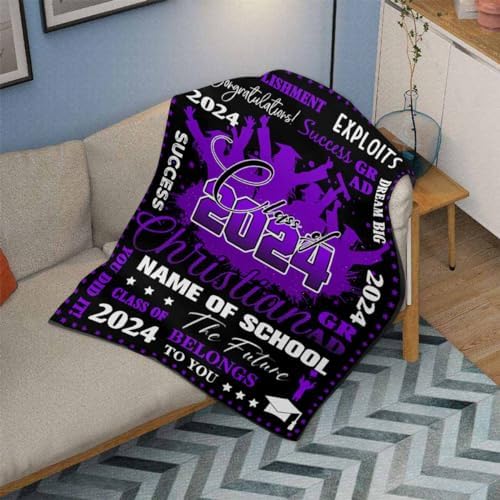 Custom Graduation Blanket 2024 2024 Graduation Blanket Personalized Picture Blankets Custom Blankets with Photos and Text College Graduation Graduation Gift Blanket 50x60inch - Image 3