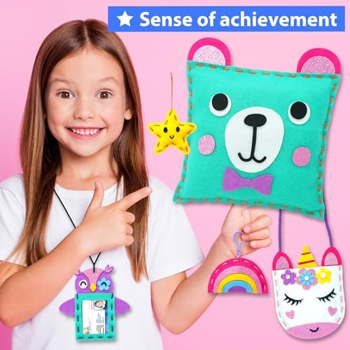 KRAFUN My First Sewing Kit for Kids Ages 6-12 | 7 Animal Dolls - Image 4