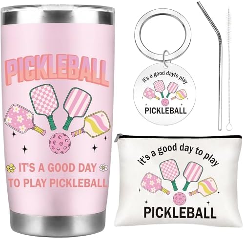 Pickleball Gifts for Women, Travel Tumbler Gift Set for Pickleball Lovers by CRASHOT