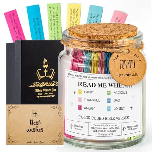 Bible Verse Jar(KJV) - Christian Gifts For Women, Men, Mom, Dad, Friend, Birthday Gifts For Women, Easter Basket Suffers, Christmas & Mothers Day Gift, Graduation Gift- Prayer Jar Daily Encouragement by Sensrola