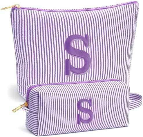 Sister Birthday Gifts for Girls - Travel Makeup Bag, Big Sister Gifts for Girls 6-12 Year Old Girl Gift Teen Girl Gifts Trendy Stuff, Personalized Cute Stuff Initial Makeup Bags, Purple r S by Fohufo