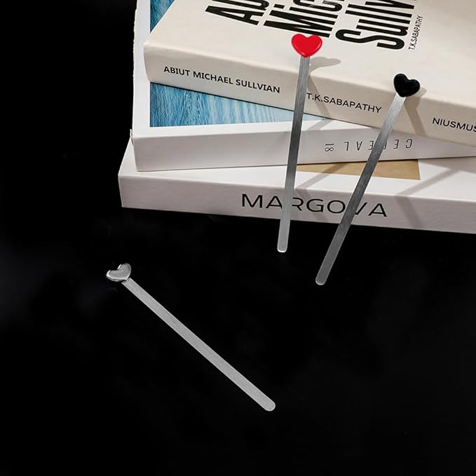 Love Heart Metal Bookmark Set - Color Stainless Steel Bookmarks, Reading Page Markers Gifts for Women, Book Lover, Girls, Boys,Couples Gifts (Love Heart A)
