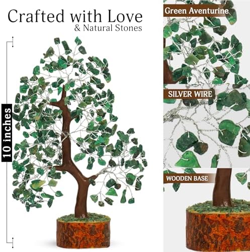 YATSKIA Green Aventurine Crystal Tree | Gem Stone Tree Table Decor | Feng Shui Decor | Crystal and Stone Decor | Birthday Gifts for Women | 10 Inch 300 Beads - Image 2