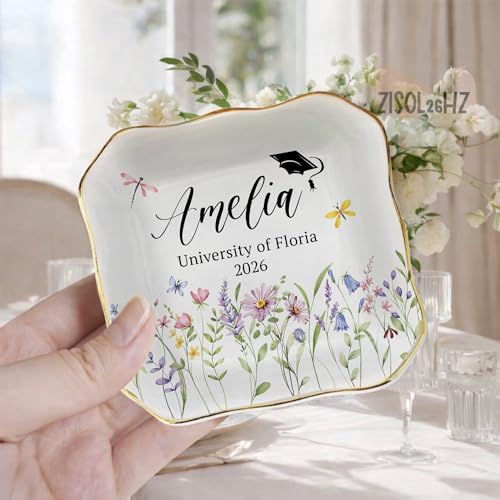 Custom Floral Graduation Jewelry Dish, Graduation Trinket Dish, Ring Dish for Graduation, Class of 2026 Graduation Gift, Gift for Daughter - Image 2