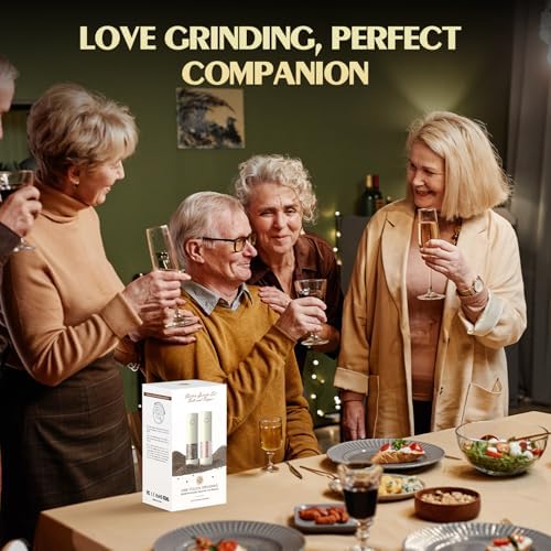 Salt and Pepper Grinder Set Electric Adjustable Coarseness Salt Pepper Grinder Shakers House Warming Gifts Automatic Battery Pepper Mill Shakers Gifts for Women Wedding Registry Must Haves - Image 6