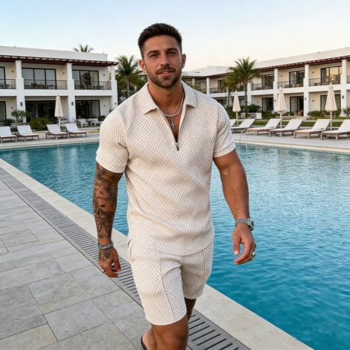 BIRW Men‘s Track Suits 2 Piece Summer Short Sets Outfits Fashion Polo Shirt Casual Short Sleeve and Shorts set - Image 5